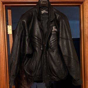 Planet Hollywood Black Leather Bomber Jacket Vintage NY Limited Edition